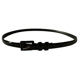 Polo Ralph Lauren Black slim patent leather belt Black