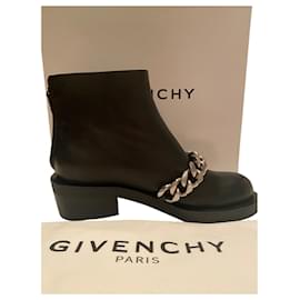Givenchy Black Leather Ankle Boots Size 38 Black
