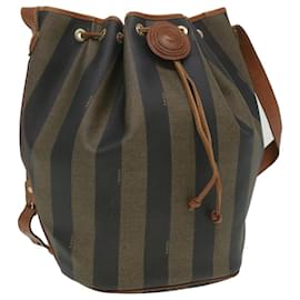 Fendi-FENDI Pecan Canvas Sac à bandoulière Marron Auth bs3710-Marron
