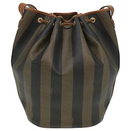 Fendi-FENDI Pecan Canvas Sac à bandoulière Marron Auth bs3710-Marron