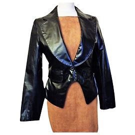 CHAQUETA MARC JACOBS GLAM ROCK SILK VINILO EFECTO CUERO TL Negro