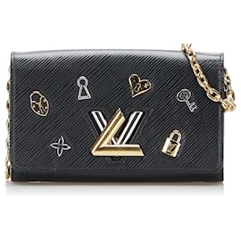 Louis Vuitton-Louis Vuitton Black Epi Twist Love Lock Chain Wallet-Black