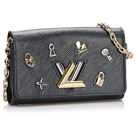 Louis Vuitton-Louis Vuitton Black Epi Twist Love Lock Chain Wallet-Black
