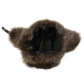 Autre Marque Quilted leather and fur trapper hat black and grey Black Grey
