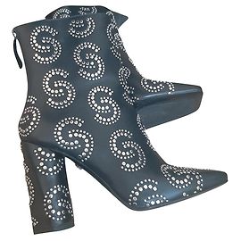 Botas de couro preto Roberto Cavalli Preto