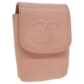 Chanel-CHANEL Cigarette Case Caviar Skin Pink CC Auth bs3797-Pink