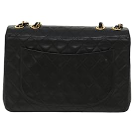 Chanel-CHANEL Big Matelasse Double Chain Shoulder Bag Lamb Skin Black CC Auth bs3702-Black