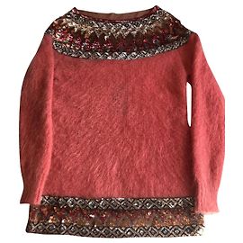 Pull long rose en mohair et sequins Alberta Ferretti Rose