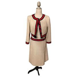 Chanel-RARE RUNWAY PARIS FALL 2001 Skirt suit-Black,Red,Cream