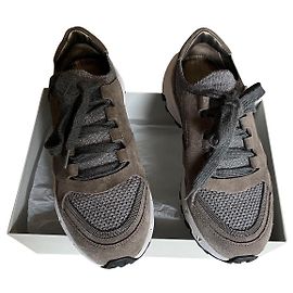 Brunello Cucinelli Sneaker in camoscio e rete Taupe