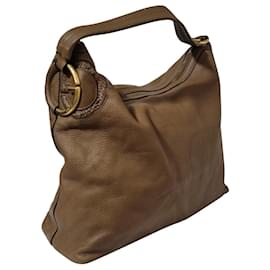 Gucci-Sac hobo en sergé Gucci-Marron