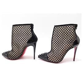Christian Louboutin-NEW CHRISTIAN LOUBOUTIN SPIKE BOOTS SHOES 37.5 FISHNET PUMPS BOOT-Black