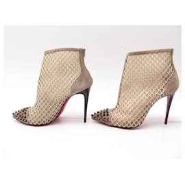 Christian Louboutin-NEW SHOES BOOTS CHRISTIAN LOUBOUTIN SPIKE RESILLE 37.5 PUMPS BOOT-Beige