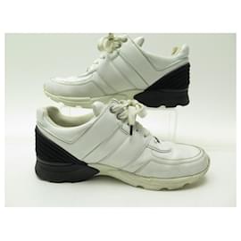 Chanel-CHANEL SHOES SNEAKERS CC TRAINER SNEAKERS G31711 40.5 WHITE LEATHER SHOES-White
