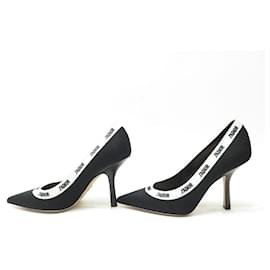 Dior-NEW DIOR SHOES PUMPS J'ADIOR KCP708dry 38.5 BLACK CANVAS PUMP SHOES-Black