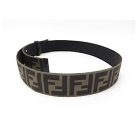 Fendi-NEW FENDI BELT IN CANVAS MONOGRAMMED T 75 80 BROWN CANVAS BELT NEW-Brown