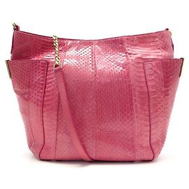 JIMMY CHOO ANNA BANDOULIERE HANDTASCHE ROSA PYTHONLEDER HANDTASCHE AUS LEDER Pink