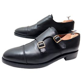 JOHN LOBB WILLIAM SHOES 9008 BI LOOP 10E 44 BLACK SEED LEATHER SHOES Black