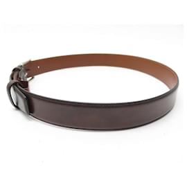 Santoni-SANTONI BELT WAIST 90 ADJUSTABLE BROWN LEATHER BELT-Brown
