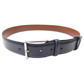Santoni-SANTONI BELT WAIST 90 ADJUSTABLE NAVY BLUE LEATHER BELT-Navy blue