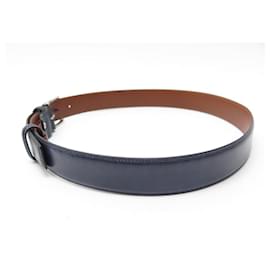 Santoni-SANTONI BELT WAIST 90 ADJUSTABLE NAVY BLUE LEATHER BELT-Navy blue
