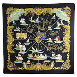 Hermès-NEUF FOULARD HERMES VOILES DE LUMIERE PAR JOACHIM METZ SOIE NOIR SILK SCARF-Noir