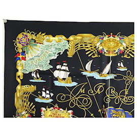 Hermès-NEUF FOULARD HERMES VOILES DE LUMIERE PAR JOACHIM METZ SOIE NOIR SILK SCARF-Noir