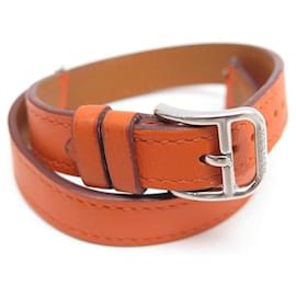 Hermès-NEW HERMES STRAP FOR CAPE COD PM lined TOUR WATCH IN ORANGE LEATHER-Orange