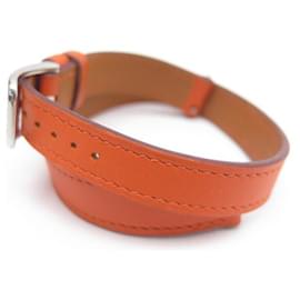 Hermès-NEW HERMES STRAP FOR CAPE COD PM lined TOUR WATCH IN ORANGE LEATHER-Orange
