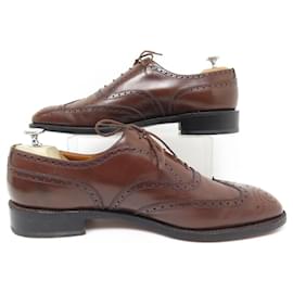 JM Weston-JM WESTON SHOES 376 RICHELIEU BOUT FLORAL 11.5C 45.5 BROWN LEATHER SHOES-Brown