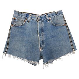 Re/Done zip side denim shorts Blue