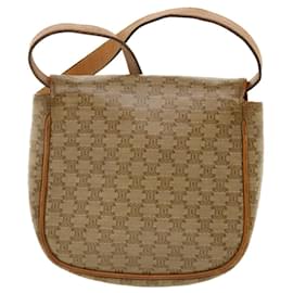 Céline-CELINE Macadam Canvas Shoulder Bag PVC Leather Beige Auth 35355-Beige