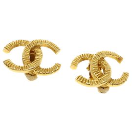 CHANEL COCO Mark Earring metal Gold CC Auth fm1999 Golden