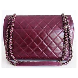 Chanel-Chanel leather/python bag-Dark red