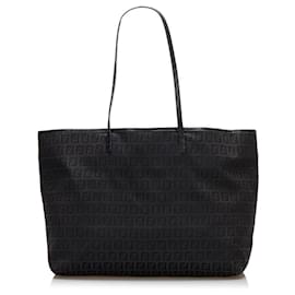 Fendi-Zucchino Canvas Tote Bag 8BH104-Black