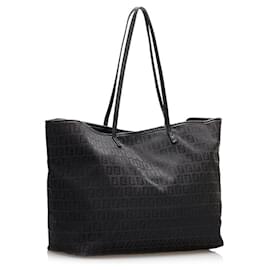 Fendi-Zucchino Canvas Tote Bag 8BH104-Black