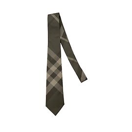 Cravatta Tartan Burberry in seta grigia e nera Nero Grigio