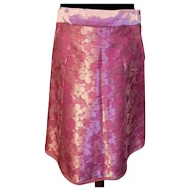 Marc Jacobs-MARC JACOBS FARYTALE SKIRT RASPBERRY BROCHED SILK TUK 8 OR T38-Pink