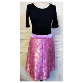 Marc Jacobs-MARC JACOBS FARYTALE SKIRT RASPBERRY BROCHED SILK TUK 8 OR T38-Pink
