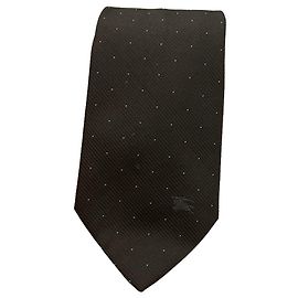 Burberry Gravata de seda preta com bolinhas marfim Preto Creme