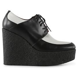 Céline Celine Black And White Leather Oxford Fabiola Wedges Black