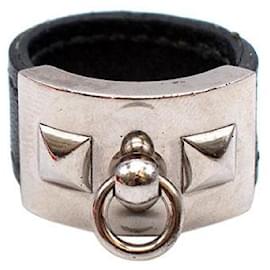 Hermès-collier black swift leather ring PHW - S-Black