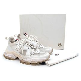 Moncler White Mesh & Leather Leave No Trace Mid Sneakers White