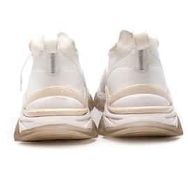Moncler-White Mesh & Leather Leave No Trace Mid Sneakers-White