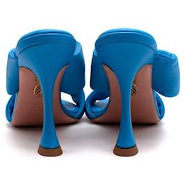 Aquazzura-Blue Leather Twist Strap Heeled Sandals-Blue