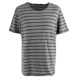 Dolce & Gabbana-Grey Striped Cotton Jersey T-Shirt-Grey
