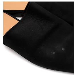 Hermès-Black Suede Slippers-Black