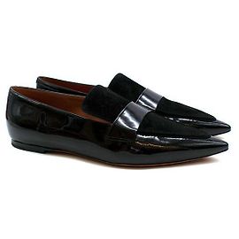 Céline mocassini a punta in vernice nera e camoscio Nero
