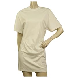 Iro-IRO Weißes Sommer-T-Shirt mit kurzen Ärmeln Minikleid Größe S-Weiß