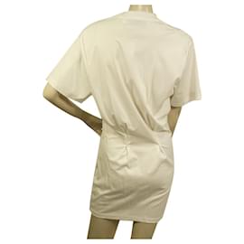 Iro-IRO Weißes Sommer-T-Shirt mit kurzen Ärmeln Minikleid Größe S-Weiß